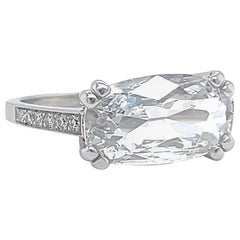 GIA 2.03 Carat Cushion Cut Diamond Platinum East West Engagement Ring