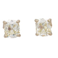 GIA 2,03 carati di diamante old mine, borchie in oro giallo 14k