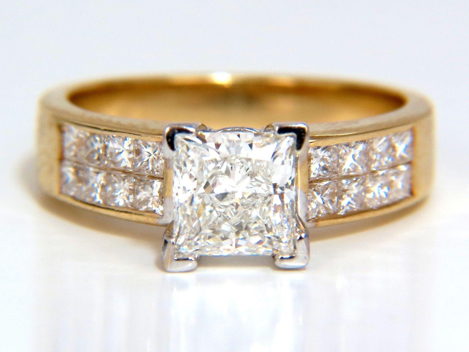 GIA 2.03 Carat Princess Cut Diamonds Ring and Channel Side Diamonds Brilliant 8