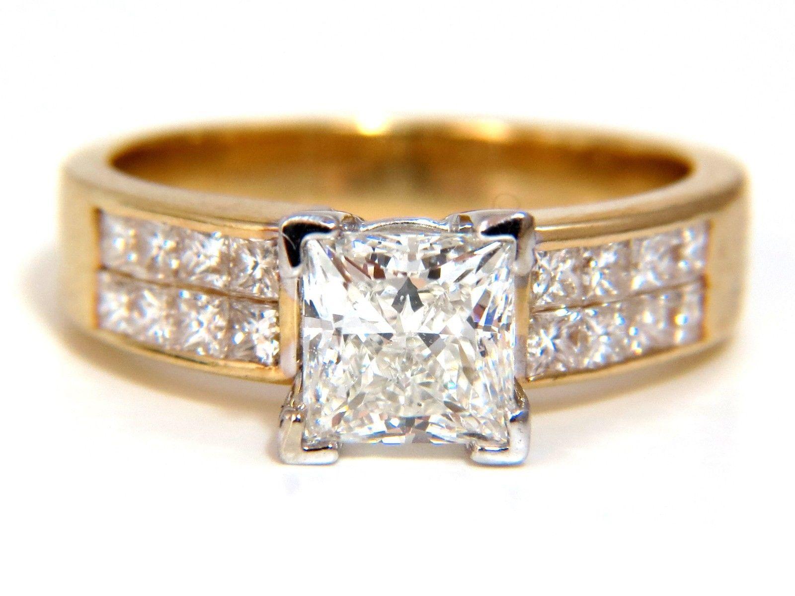 GIA 2.03 Carat Princess Cut Diamonds Ring and Channel Side Diamonds Brilliant 3