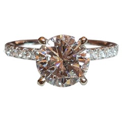 GIA 2.03 ct Round Diamond Hidden Halo Ring, 18k White Gold