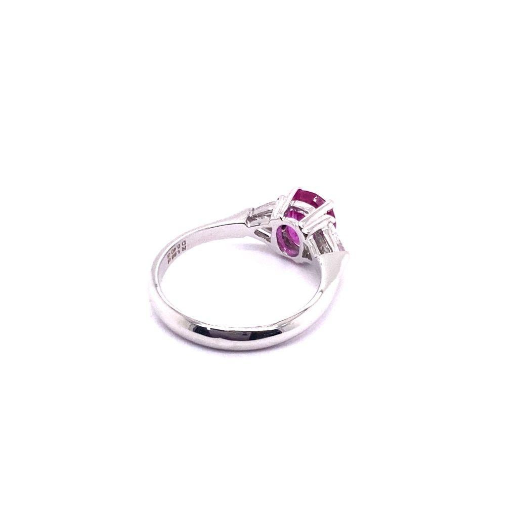 Oval Cut Gia 2.04 Carat Natural Ruby 10k White Gold Ring For Sale