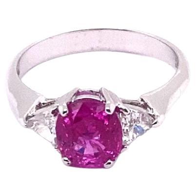 Gia 2.04 Carat Natural Ruby 10k White Gold Ring For Sale