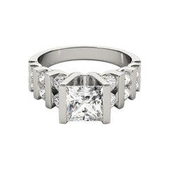 GIA 2.04ct Princess Multi-Row Channel Bar Tension Set White Gold Diamond Ring
