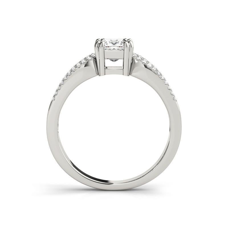 Taglio princess GIA 2,04ct Principessa Solitario Triplo Gambo Diviso  Anello con diamante in vendita