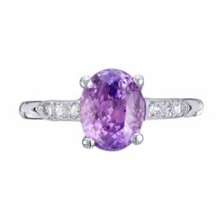 Platin-Verlobungsring mit GIA 2,05 Karat blauem, violettem, violettem Saphir und Diamant