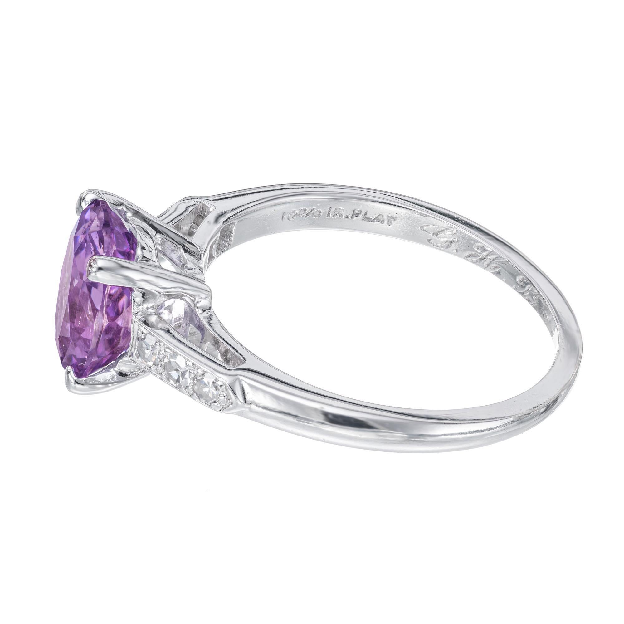 Platin-Verlobungsring mit GIA 2,05 Karat blauem, violettem, violettem Saphir und Diamant Damen im Angebot