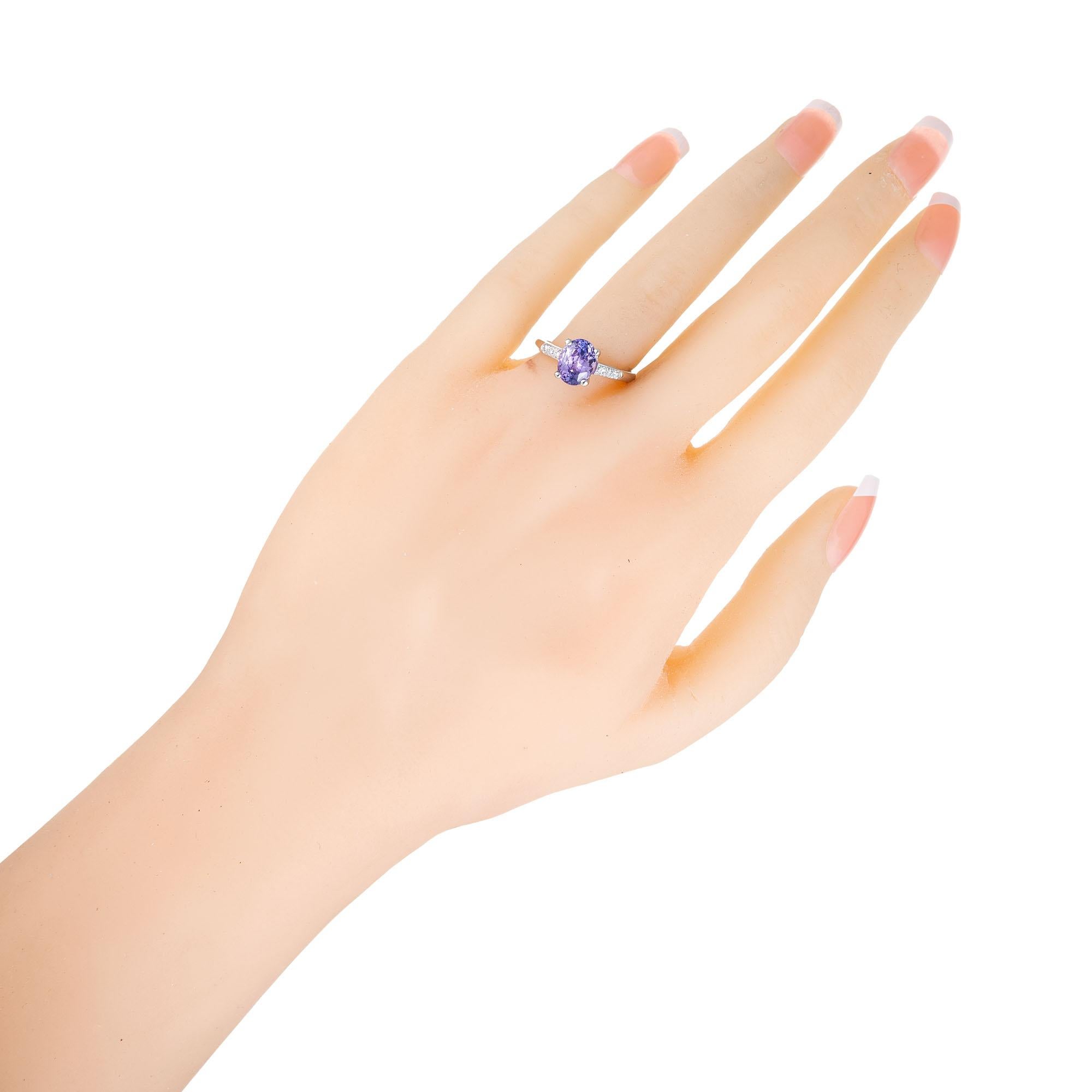 Platin-Verlobungsring mit GIA 2,05 Karat blauem, violettem, violettem Saphir und Diamant im Angebot 3