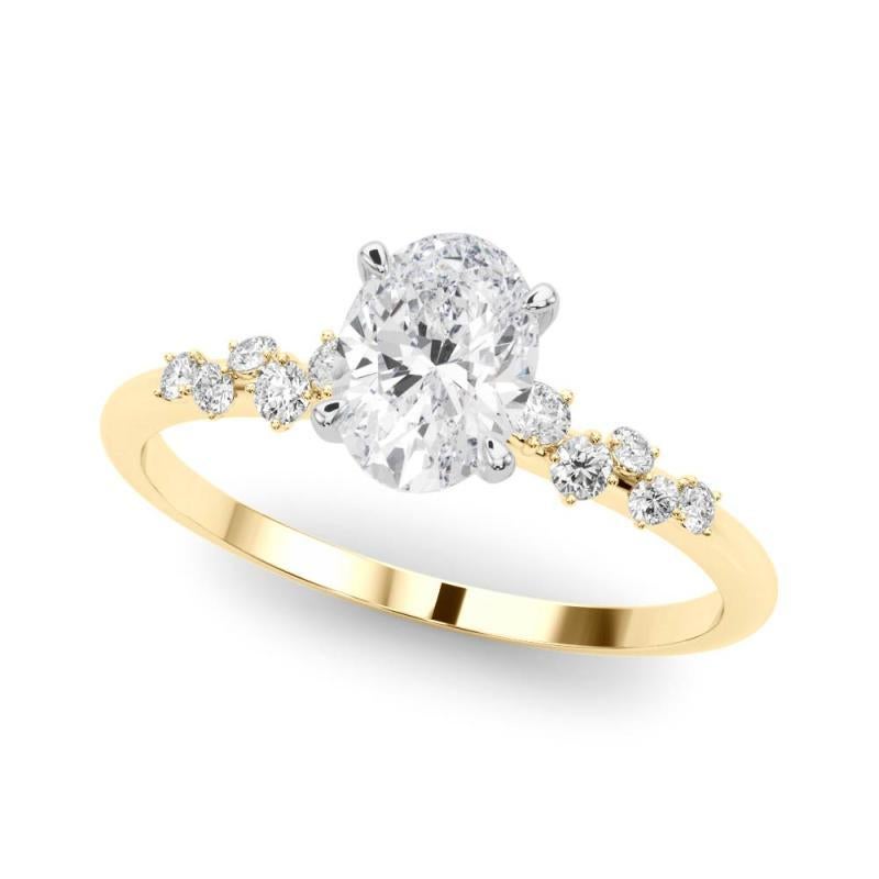 Oval Cut GIA 2.05 Carat Oval Cluster Trellis Solitaire 18K Yellow Gold Diamond Ring For Sale