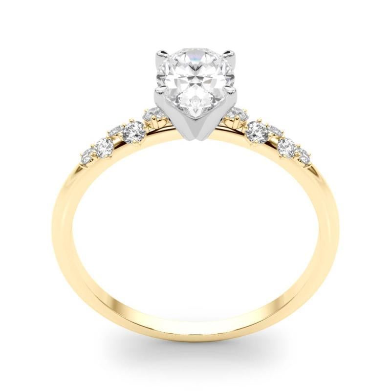 Women's GIA 2.05 Carat Oval Cluster Trellis Solitaire 18K Yellow Gold Diamond Ring For Sale