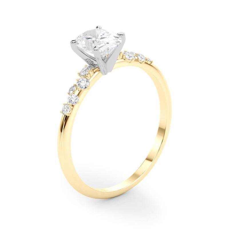 GIA 2.05 Carat Oval Cluster Trellis Solitaire 18K Yellow Gold Diamond Ring For Sale 1
