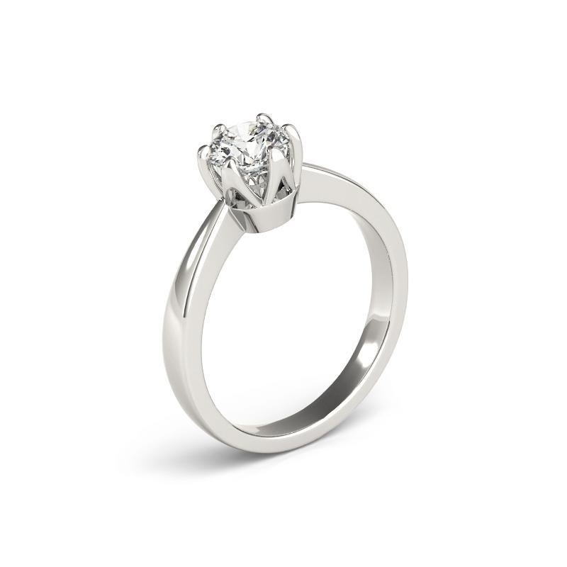 Donna GIA 2,05 Carati Tondo Solitario Vintage Tulip Set  Anello con diamante in vendita