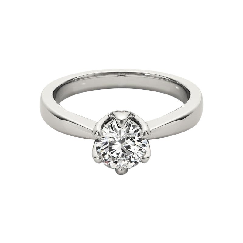 GIA 2.05 Carat Round Solitaire Vintage Tulip Set  Bague en diamant