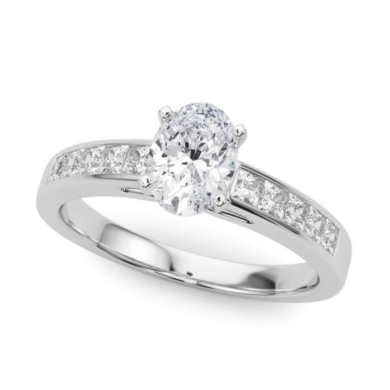 GIA 2.05ct Oval Princess Channel Solitaire Center Diamond Ring Corte oval