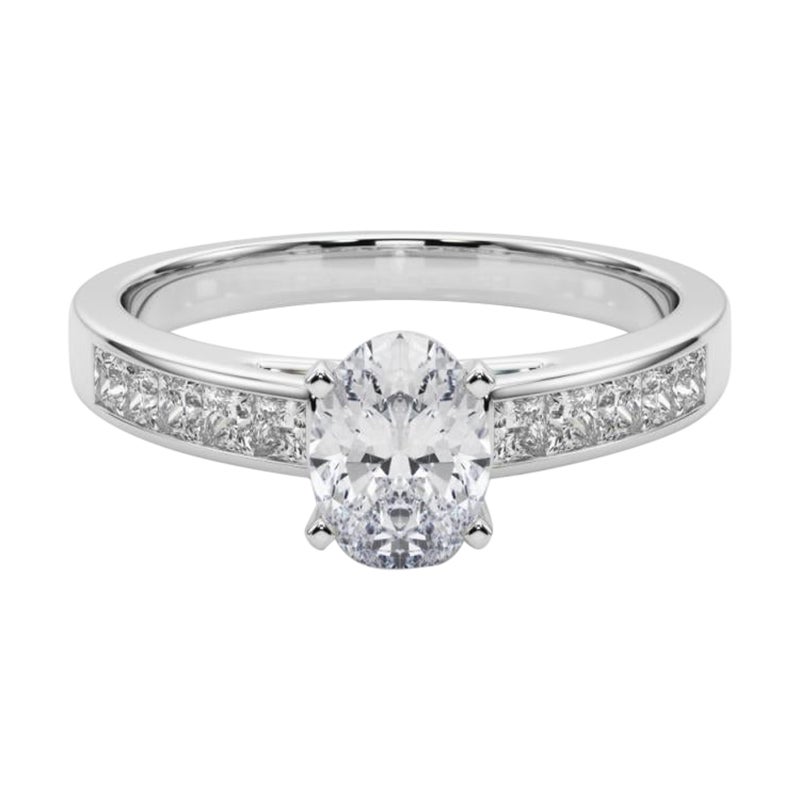 GIA 2.05ct Oval Princess Channel Solitaire Center Diamond Ring