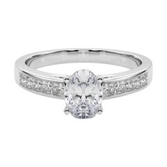 GIA 2,05ct Anello con diamante ovale Princess Channel Solitario Centrale