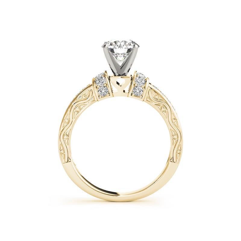 GIA Anillo de diamantes de oro amarillo de 18 quilates, redondo, de 2,05 quilates, antiguo, grabado en galería de fantasía Corte redondo en venta