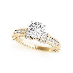 GIA 2.05ct Rond Antique Fancy Gallery Gravé Bague diamant en or jaune 18K