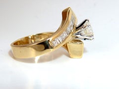 GIA 2.06 Carat Round Diamond Crossover Ring Baguettes 14 Karat VVS