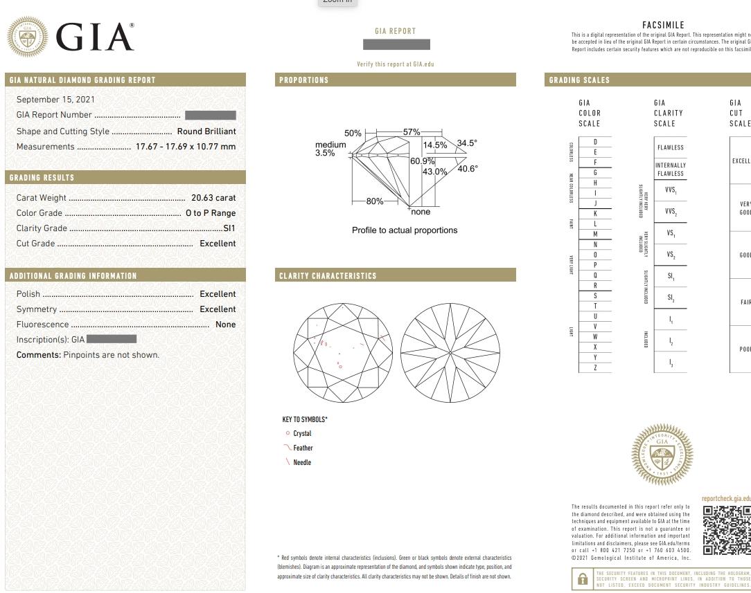 GIA 20.63 & 21.17 Carat Round Brilliant Diamond Drop Earrings in 18k White Gold In New Condition For Sale In La Jolla, CA