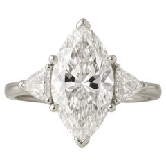 GIA 2.06ct Marquise Diamond & Trillion Side Stones Platinum Ring