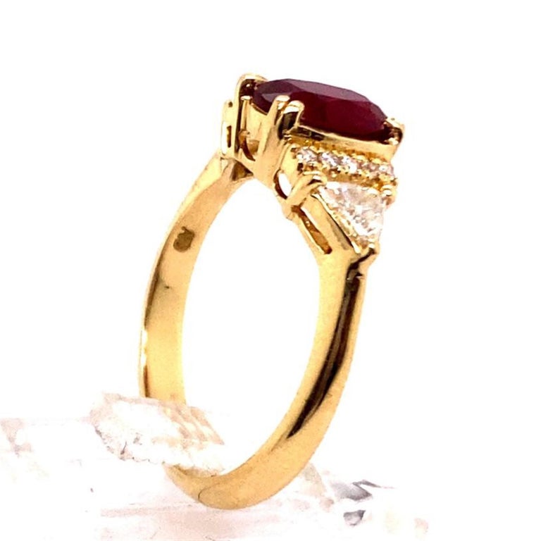 2.16ct No Heat Natural Ruby 18K Yellow Gold Ring For Sale at 1stDibs