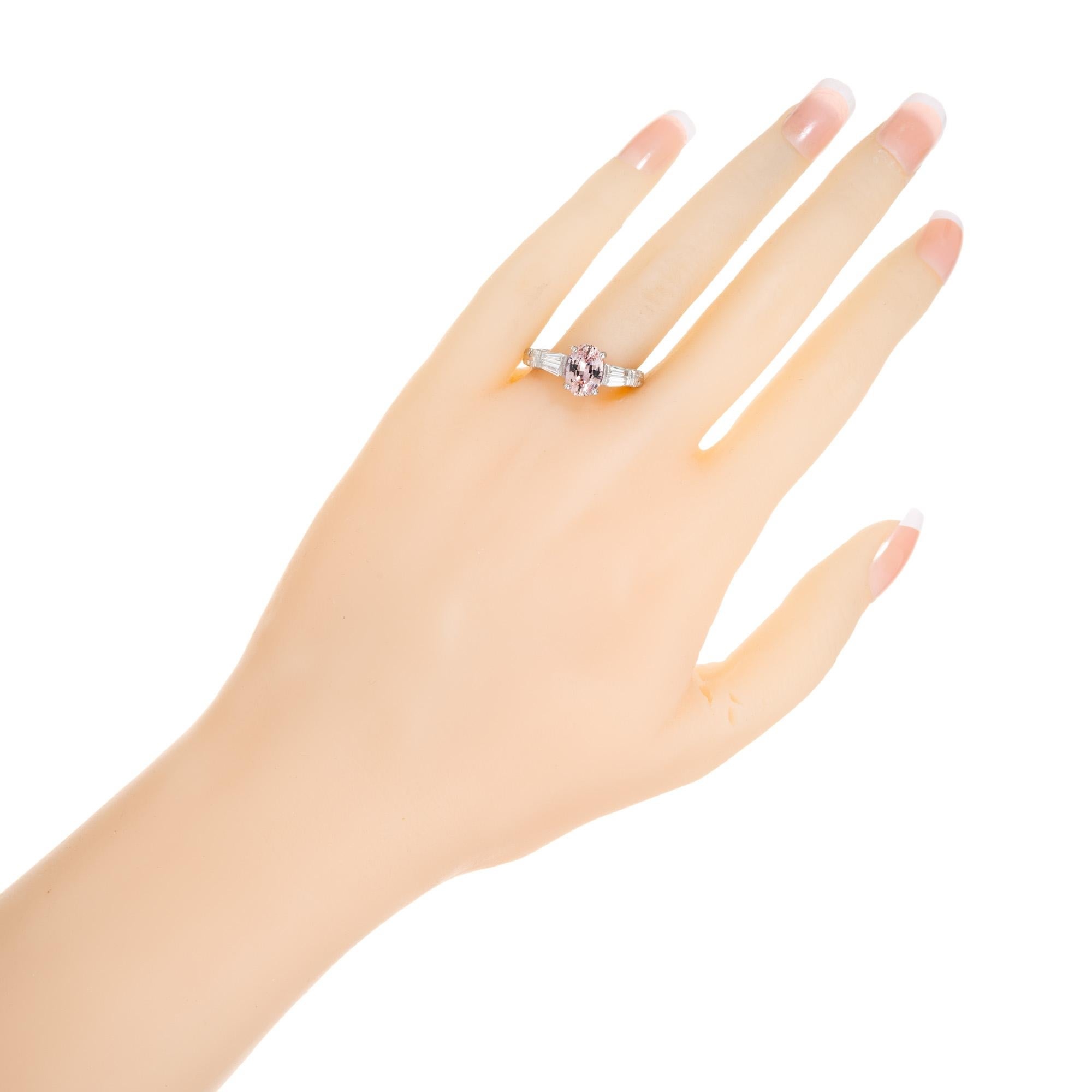 GIA 2.07 Carat Padparadscha Pink Sapphire Diamond Platinum Engagement Ring 1