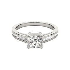 GIA 2.07ct Princess Single Row Channel Set Cathedral Diamond Ring