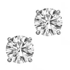 GIA 2.08ct Natural Round Brilliant Diamond Stud Earrings 14K White Gold