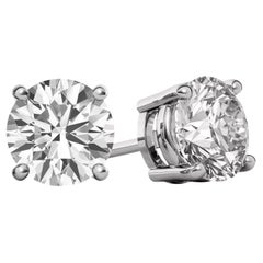 GIA 2.08ct Natural Round Brilliant Diamond Stud Earrings 14K White Gold