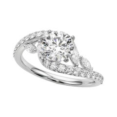 GIA 2.09 Carat Round Curved Bypass Leaf & Vine (Feuille et Vigne)  Bague en diamant