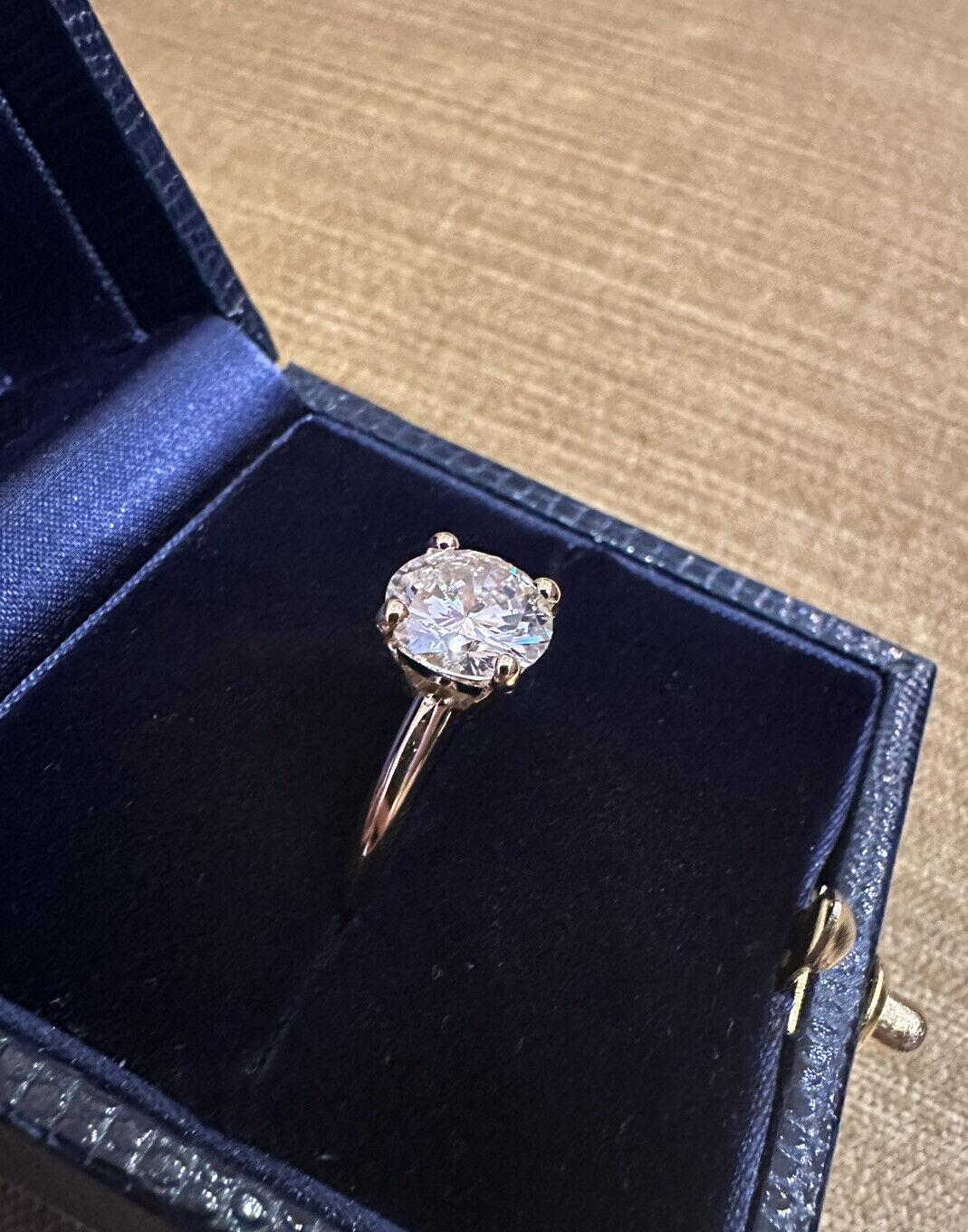 GIA 2.09 Carat Round Diamond Solitaire Engagement Ring in 18k Yellow Gold In Excellent Condition For Sale In La Jolla, CA