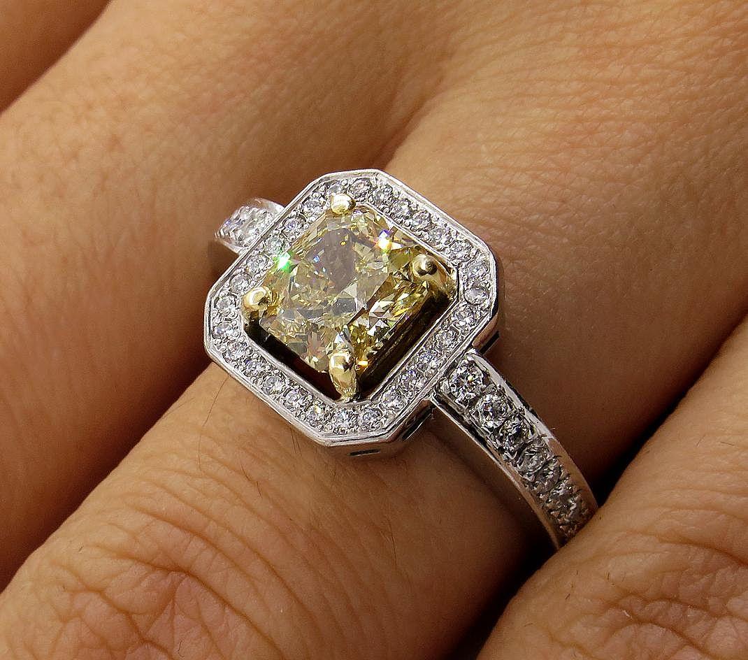 GIA 2.0ctw Estate Vintage Natural Fancy Yellow Radiant Diamond Engagement Weddin 7