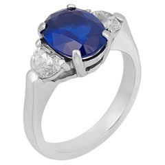 GIA 2.10 carat oval cut sapphire diamond platinum ring