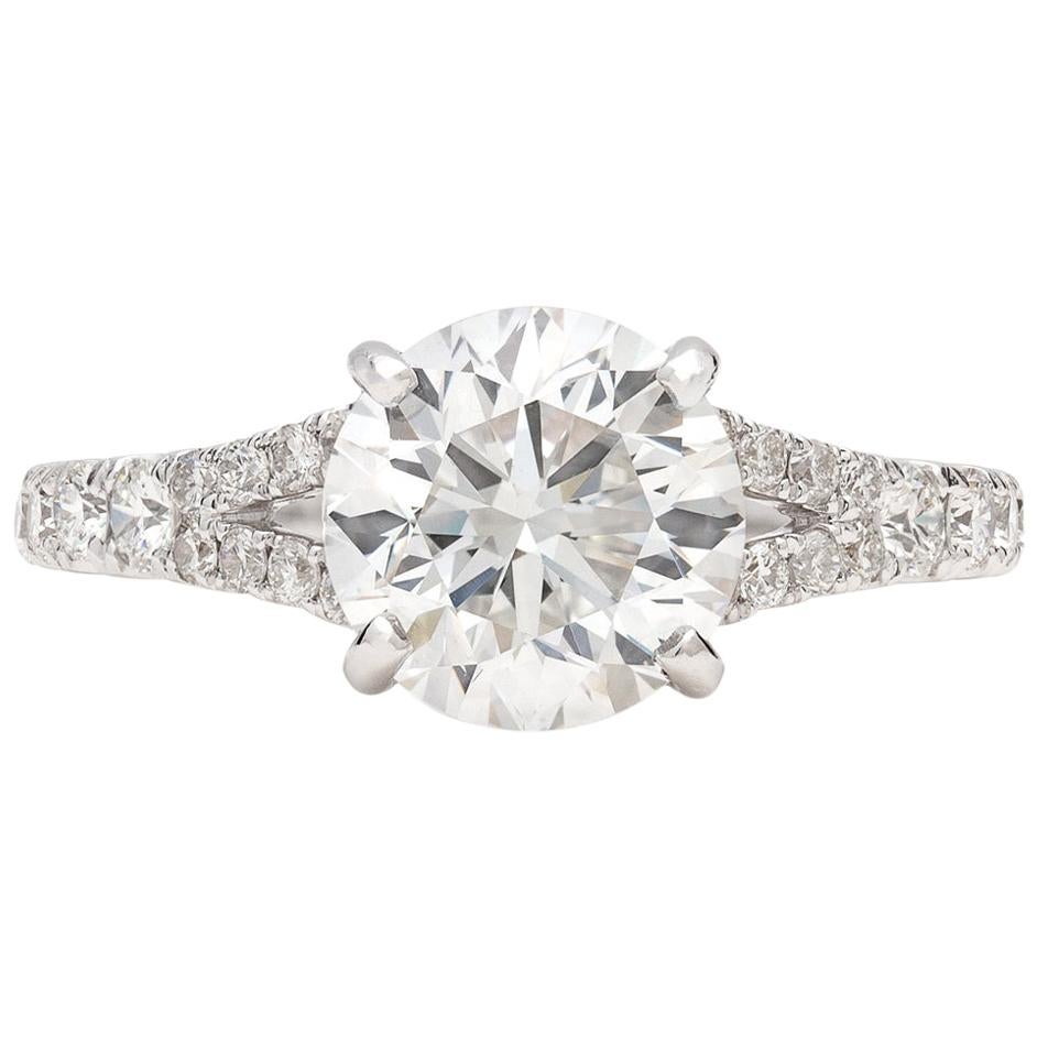 GIA 2.11 Carat F/SI1 Round Brilliant Cut Diamond Engagement Ring