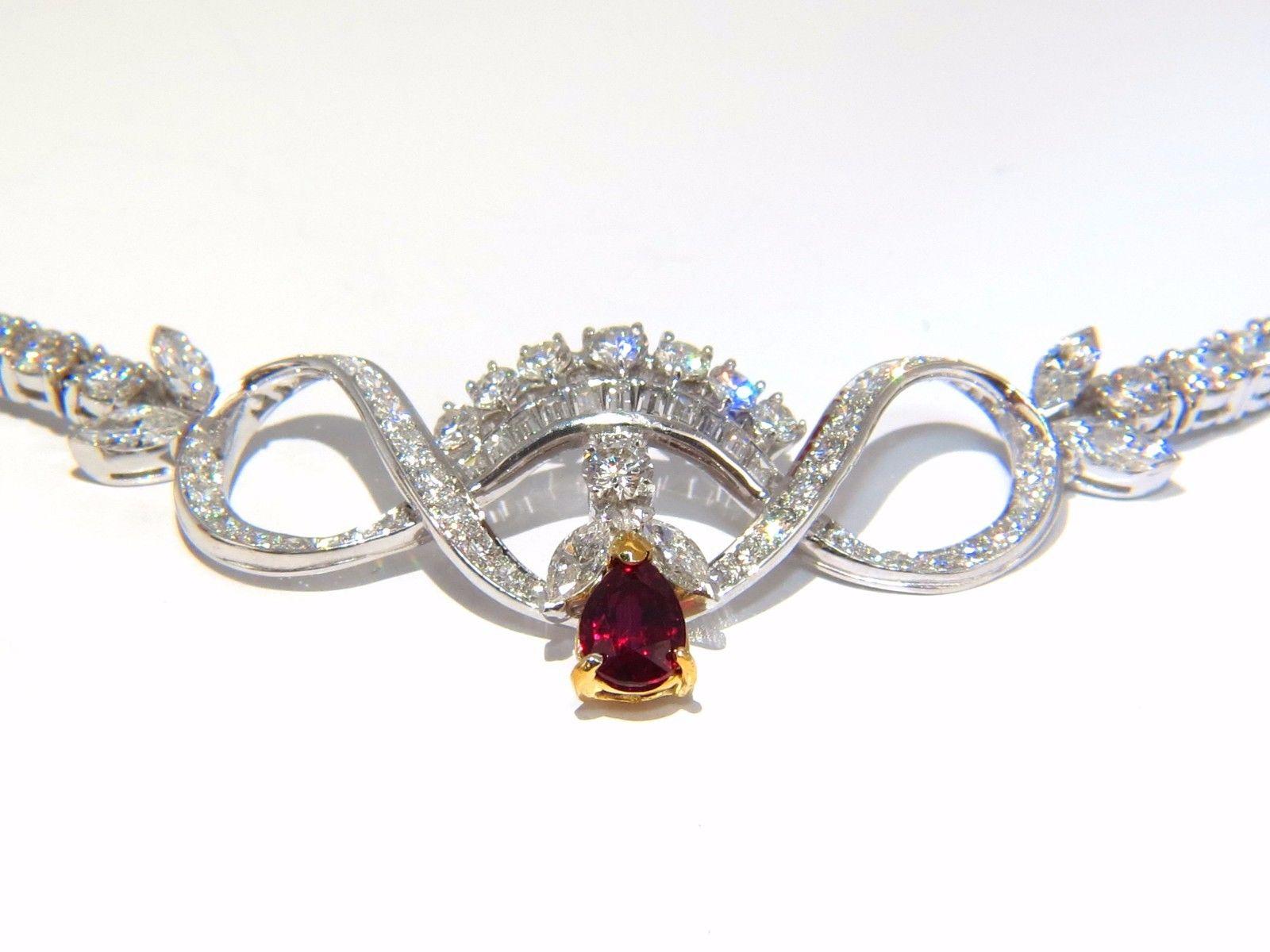 Collier à grappes Rivera d'éternité en rubis naturel de 21,19 carats certifié GIA et diamants, style déco Unisexe en vente