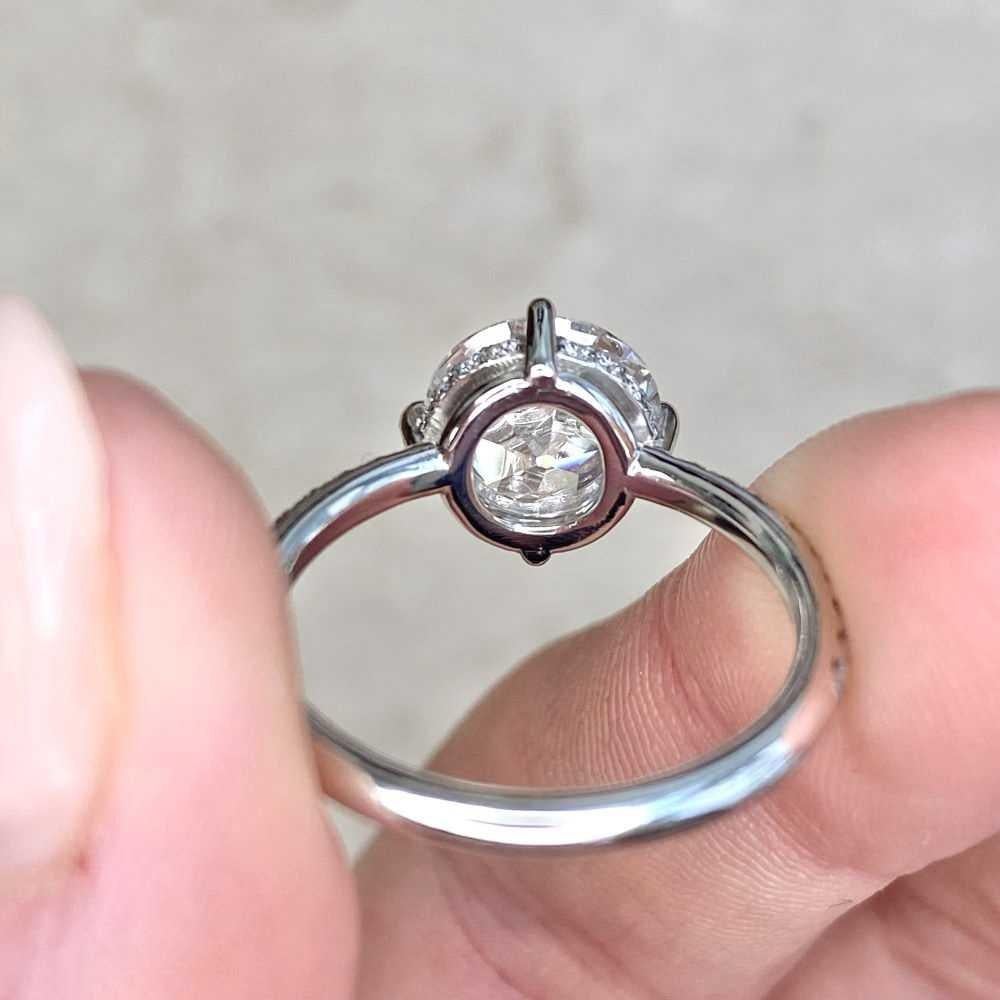 GIA 2.11ct Old European Cut Diamond Solitaire Engagement Ring, D Color, Platinum For Sale 8