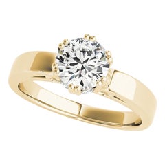 GIA 2.11ct Solitaire rond Tulip Secret Diamond Bague diamant en or jaune 18K