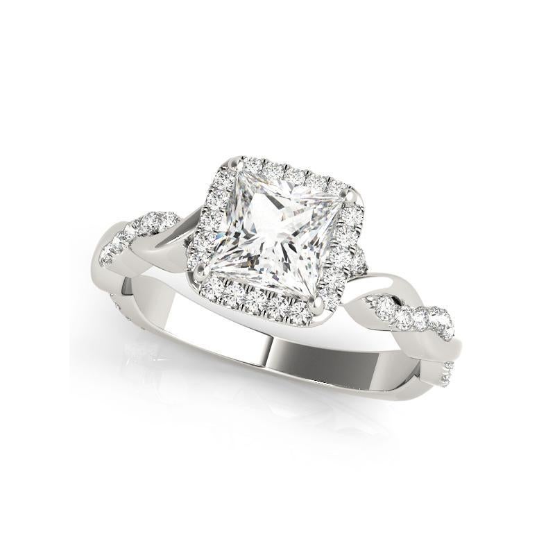 GIA 2,14 Carati Principessa a Fascia Intrecciata Quadrato Halo  Anello con diamante In condizioni Nuovo in vendita a New York, NY