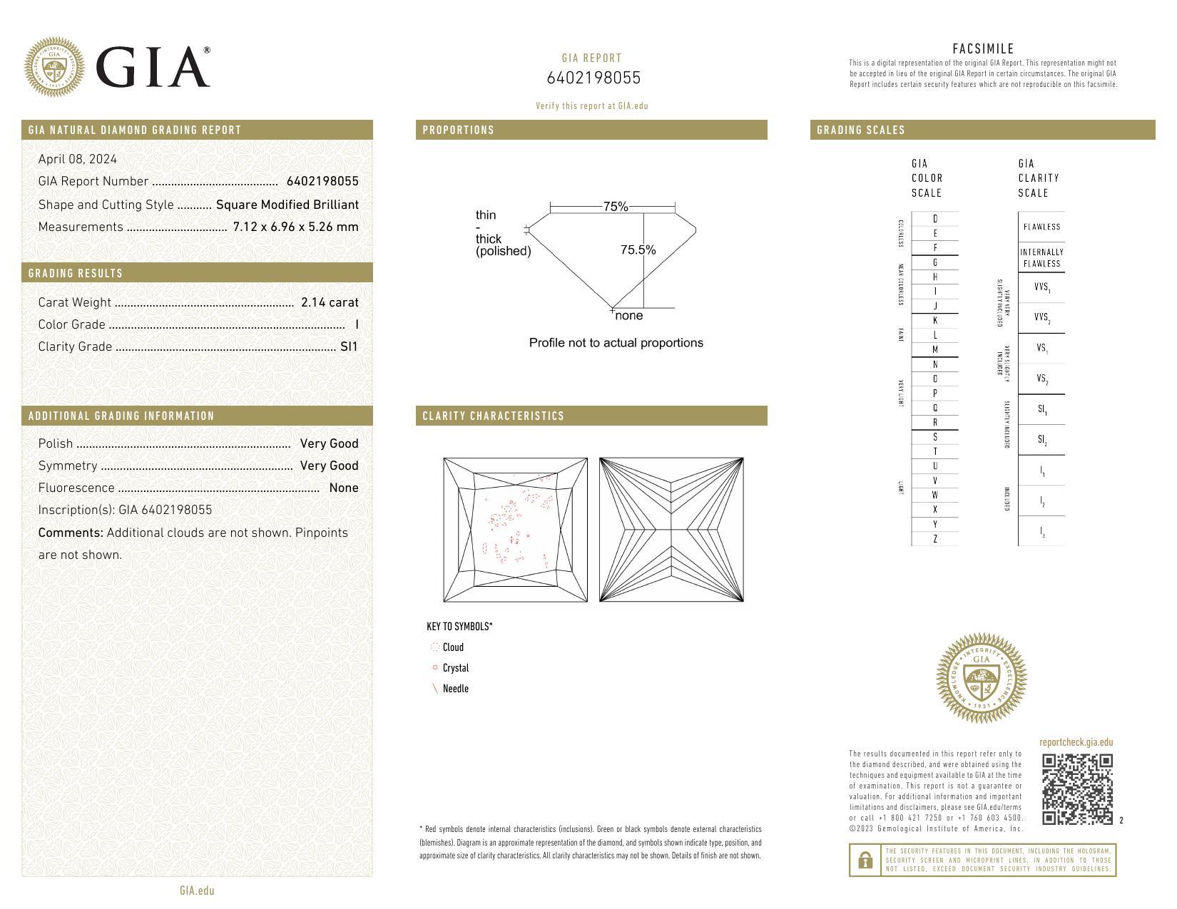 GIA 2.01 Carat Princess Cut Solitaire Four-Prong  Bague en diamant Pour femmes en vente