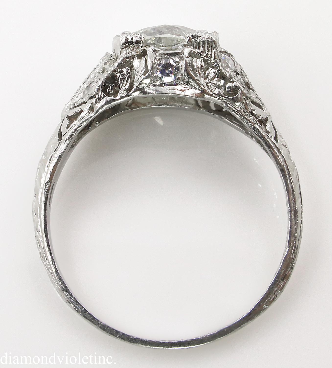 GIA 2.15 Carat Edwardian Old Mine Cushion Brilliant Diamond Ring Platinum Ring 5