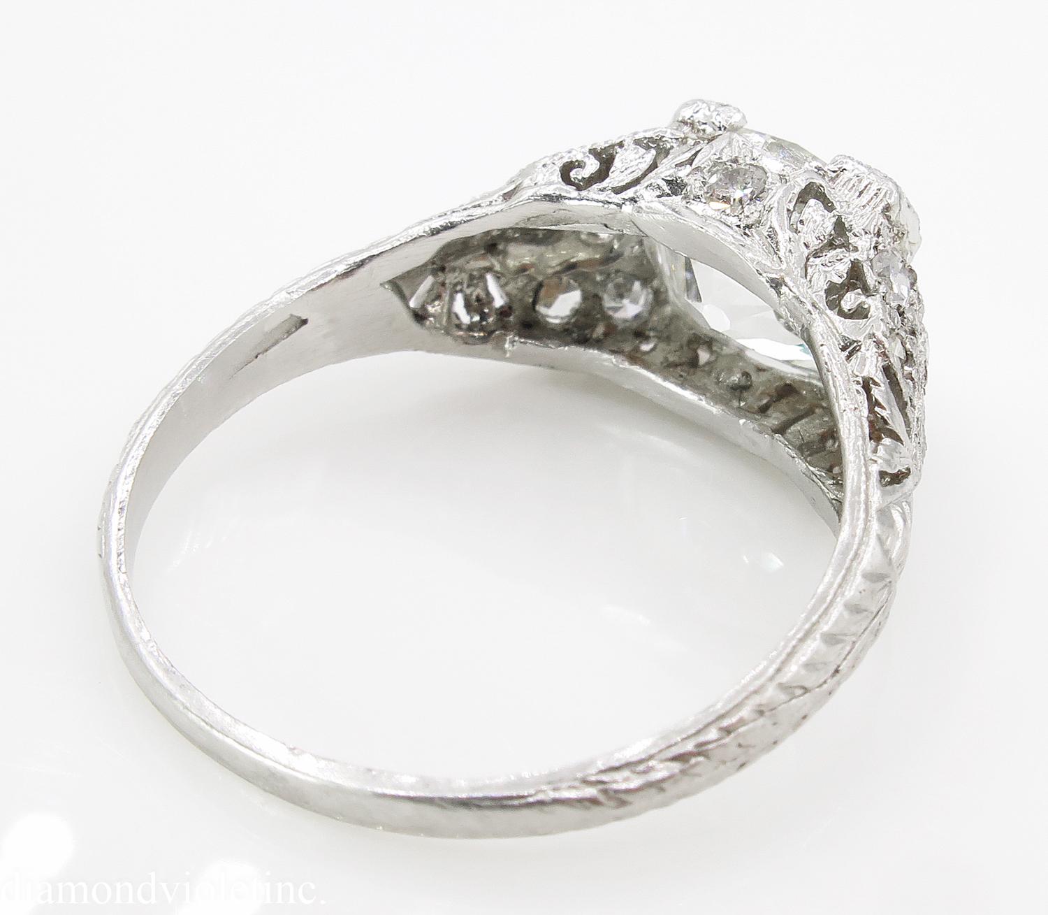 Women's GIA 2.15 Carat Edwardian Old Mine Cushion Brilliant Diamond Ring Platinum Ring