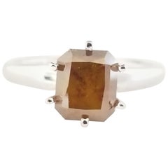 GIA 2.16 Carat Fancy Radiant Diamond Solitaire Ring 14 Karat White Gold