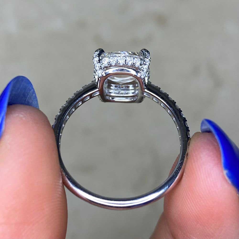 GIA 2.16ct Rose Cut Diamond Engagement Ring, H color, Platinum For Sale 5