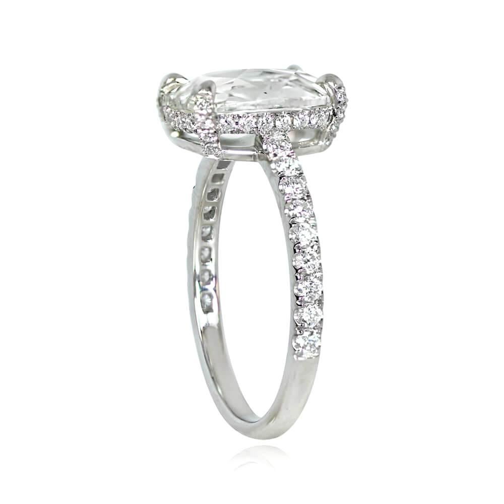 Art Deco GIA 2.16ct Rose Cut Diamond Engagement Ring, H color, Platinum For Sale