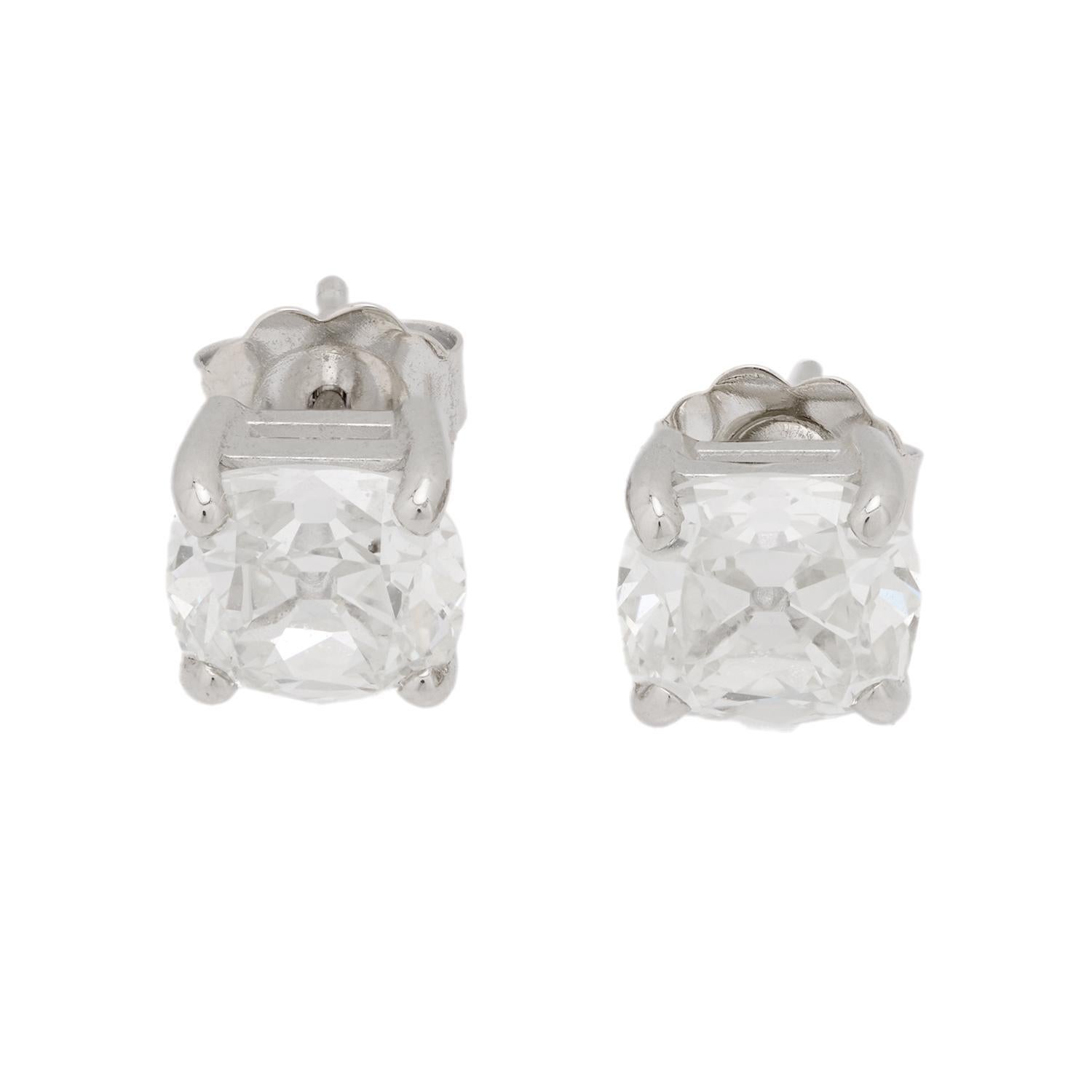 GIA 2.17 carat total weight diamond 14k white gold stud earrings