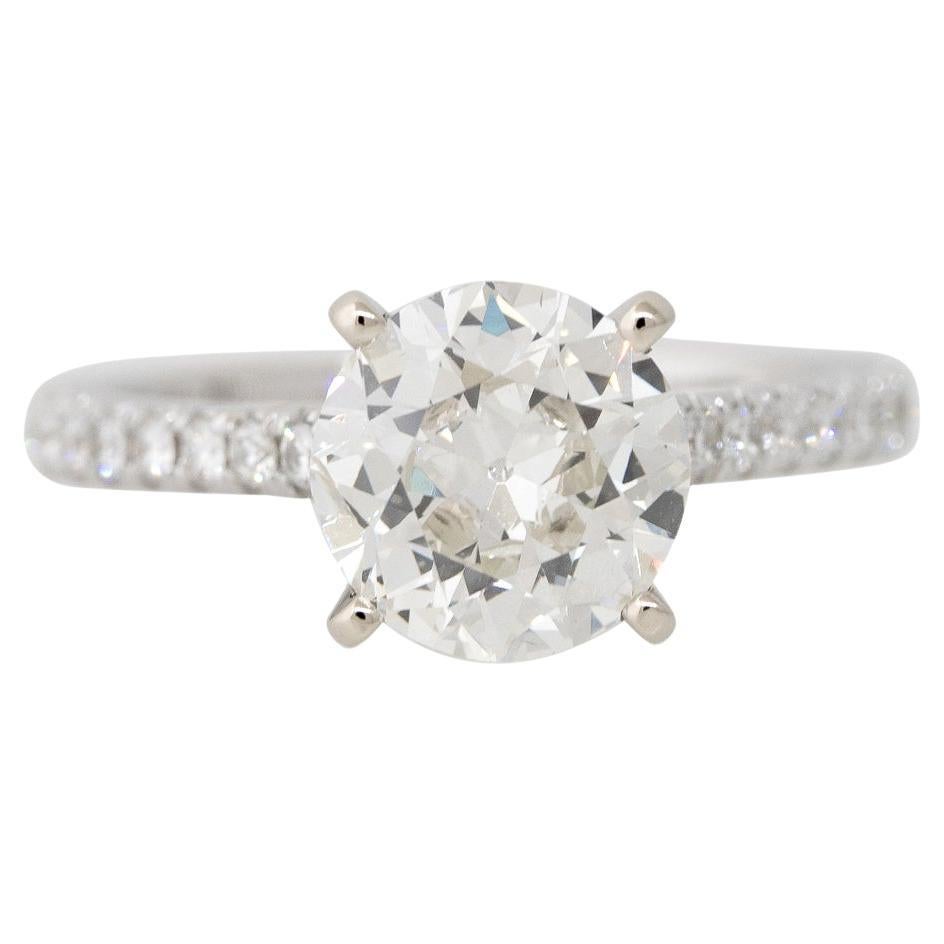 GIA 2.18 Carat Circular Brilliant Cut Diamond Engagement Ring 18 Karat In Stock For Sale