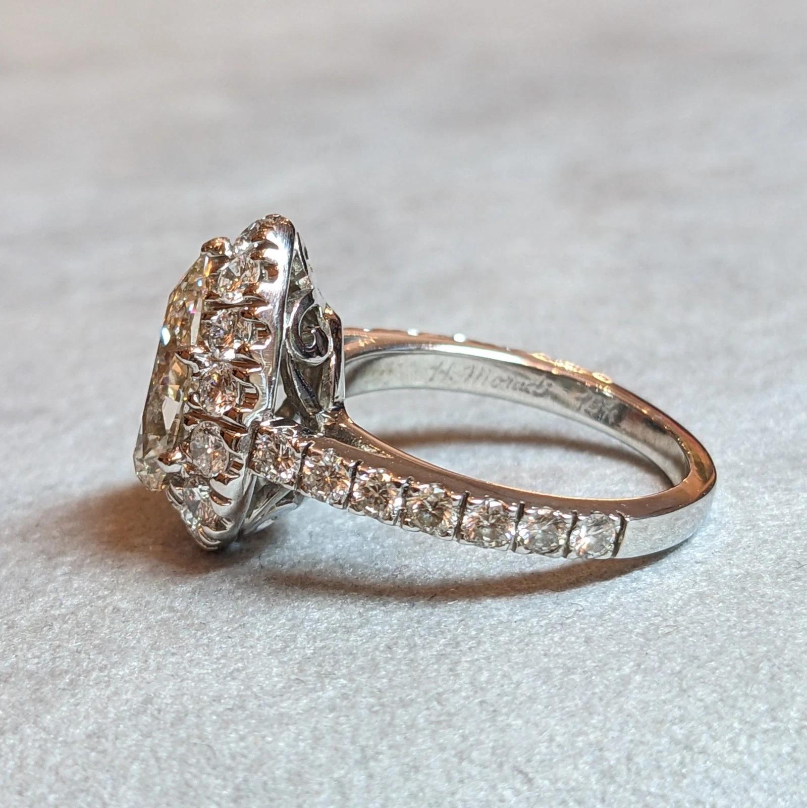 GIA Bague en or blanc 18k avec diamant en forme de poire de 2,18 ct Pour femmes en vente