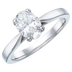 GIA 2.18 Natural Oval Cut Diamond Ring D Color I1 Clarity 4 Prong 18K White Gold