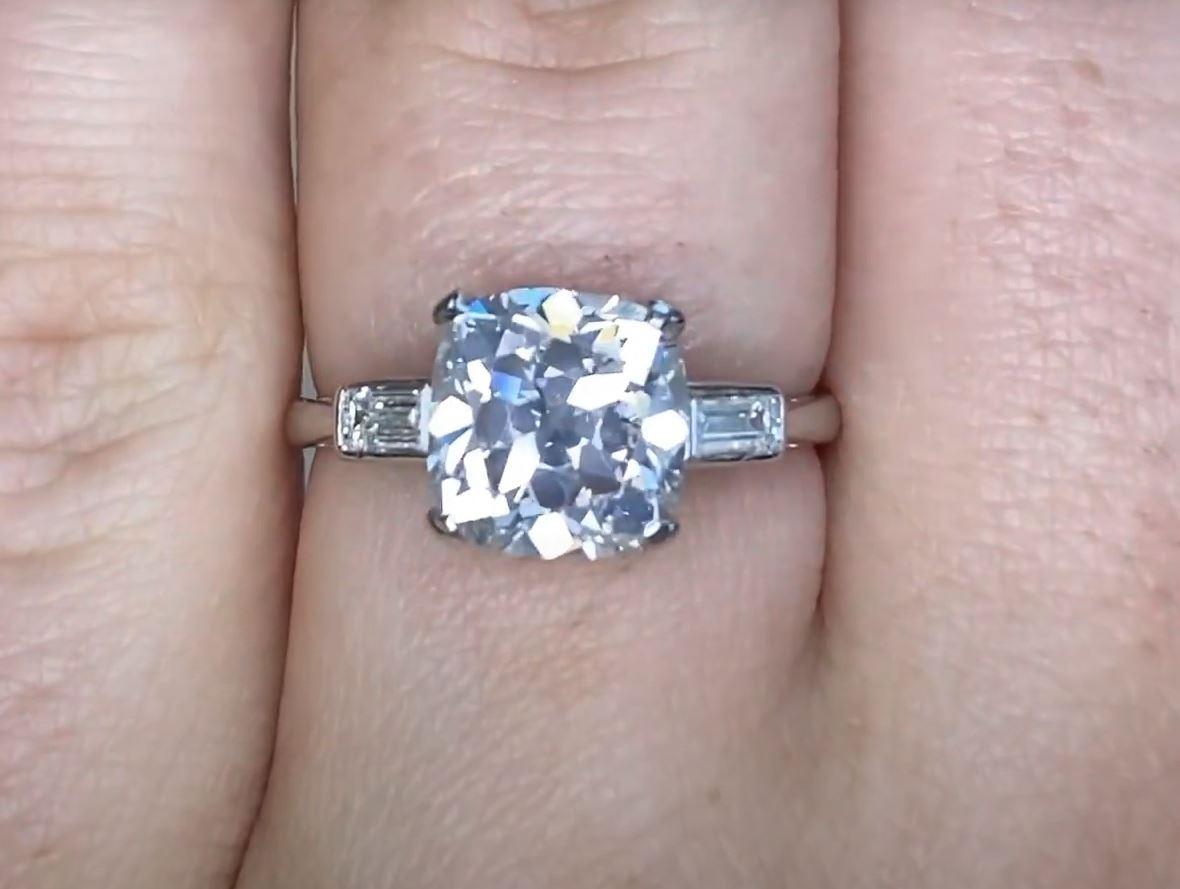 For Sale:  GIA 2.19ct Cushion Cut Diamond Engagement Ring, H Color, Platinum 4